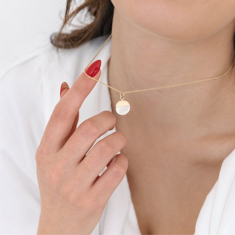 Mother-of-Pearl Crescent Necklace - Image 2