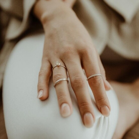 Sterling Silver Stack Ring - White Topaz