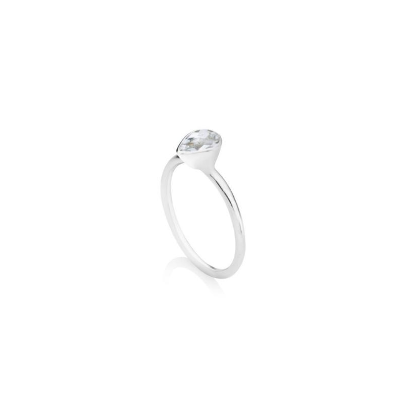 Sterling Silver Stack Ring - White Topaz - Image 3