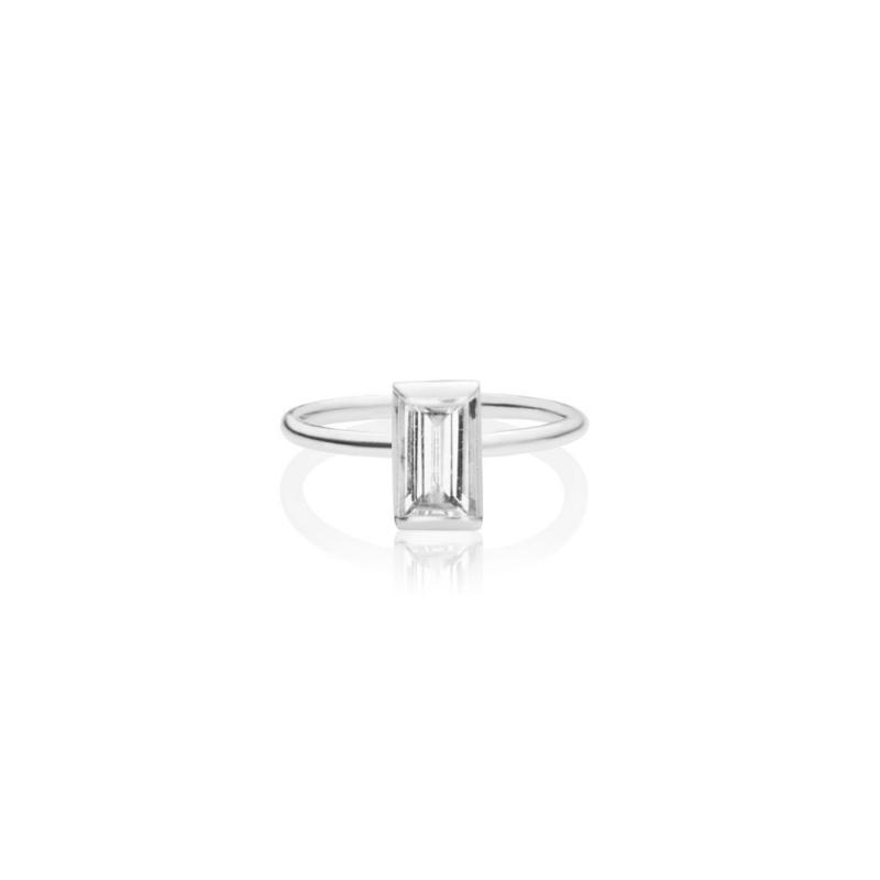Sterling Silver Stack Ring - White Topaz - Image 6