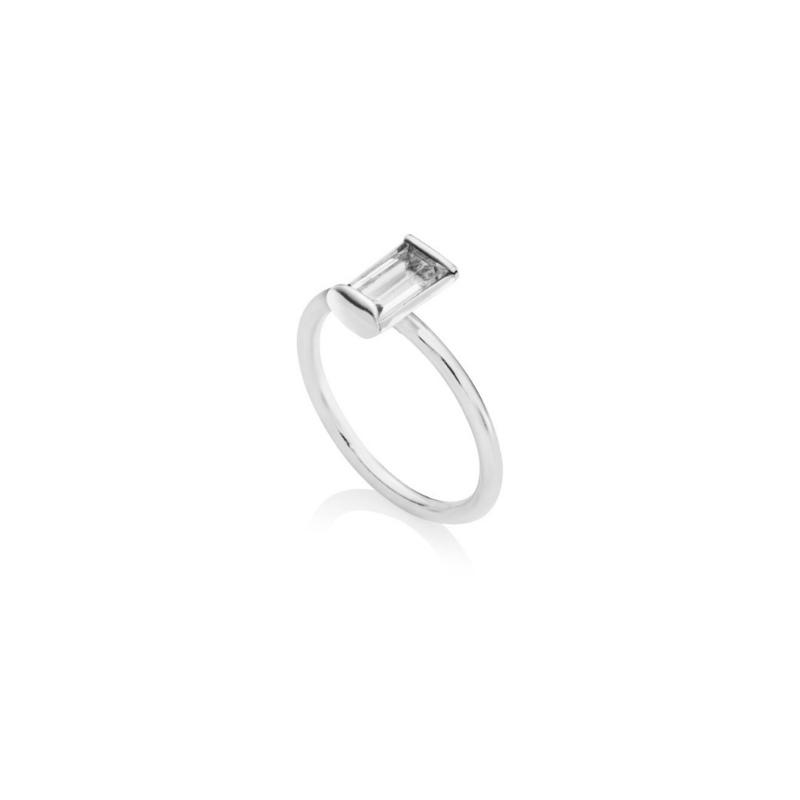 Sterling Silver Stack Ring - White Topaz - Image 7