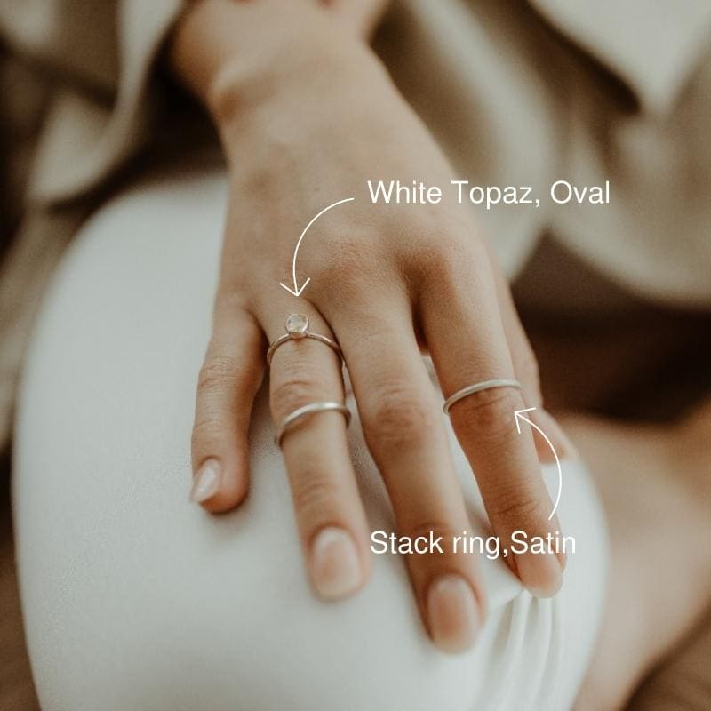 Sterling Silver Stack Ring - White Topaz - Image 8