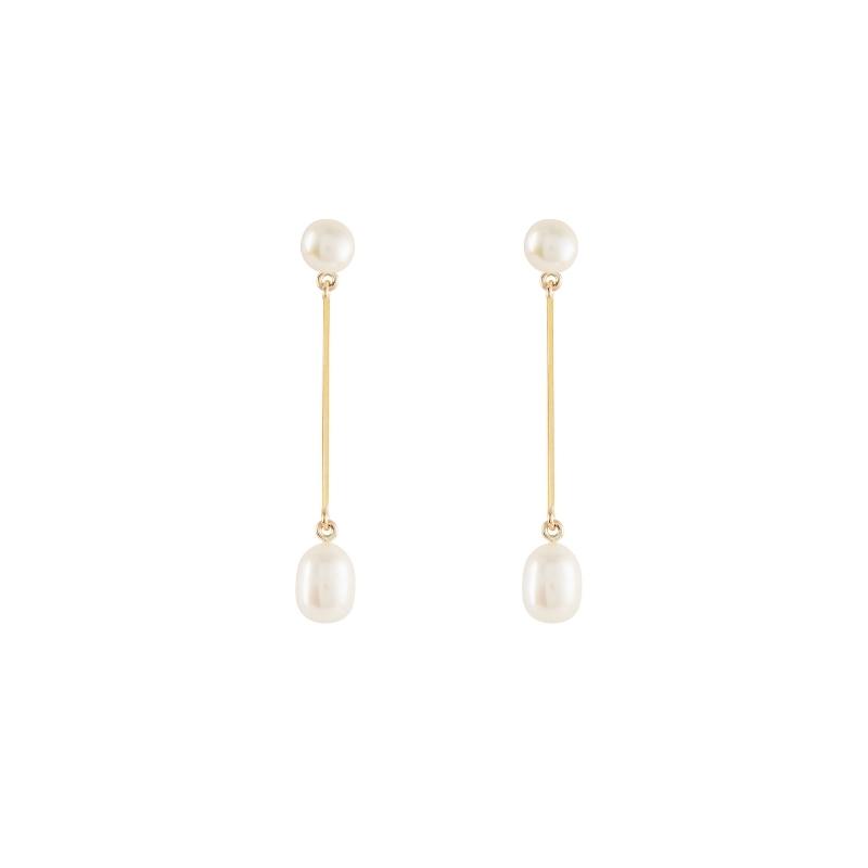 Double Pearl Drop Earrings - Image 6
