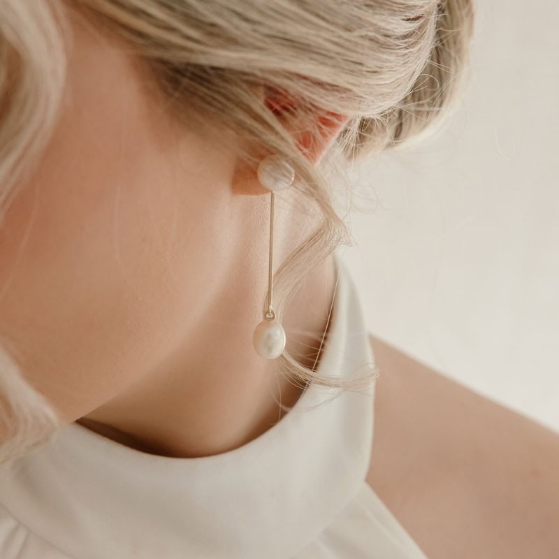 Double Pearl Drop Earrings - Image 3