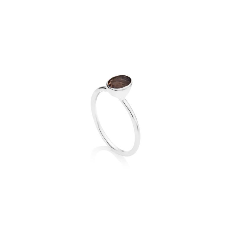 Sterling Silver Stack Ring - Smoky Quartz - Image 3