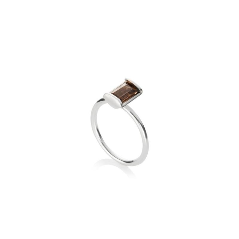 Sterling Silver Stack Ring - Smoky Quartz - Image 7