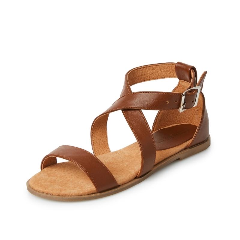 Ladies Genuine Leather Crossover Sandals - Image 6