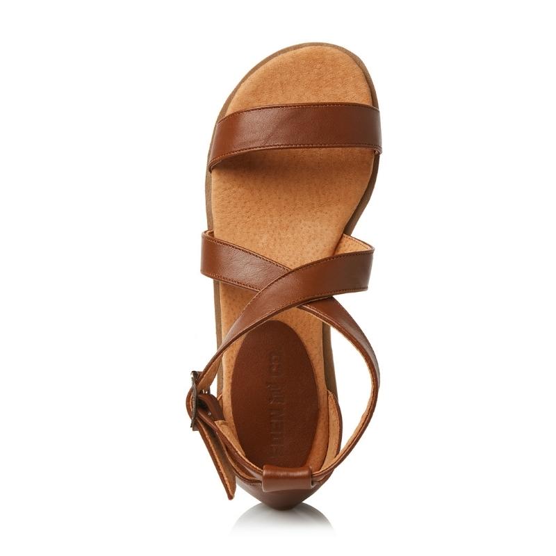 Ladies Genuine Leather Crossover Sandals - Image 8