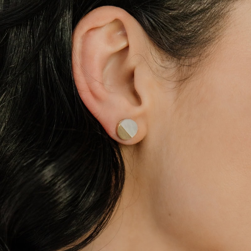 Mother-of-Pearl Crescent Studs