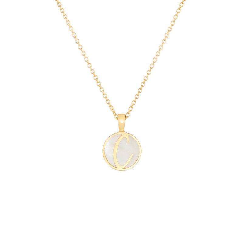 Mother-of-Pearl Circular Initial Necklace - Image 4