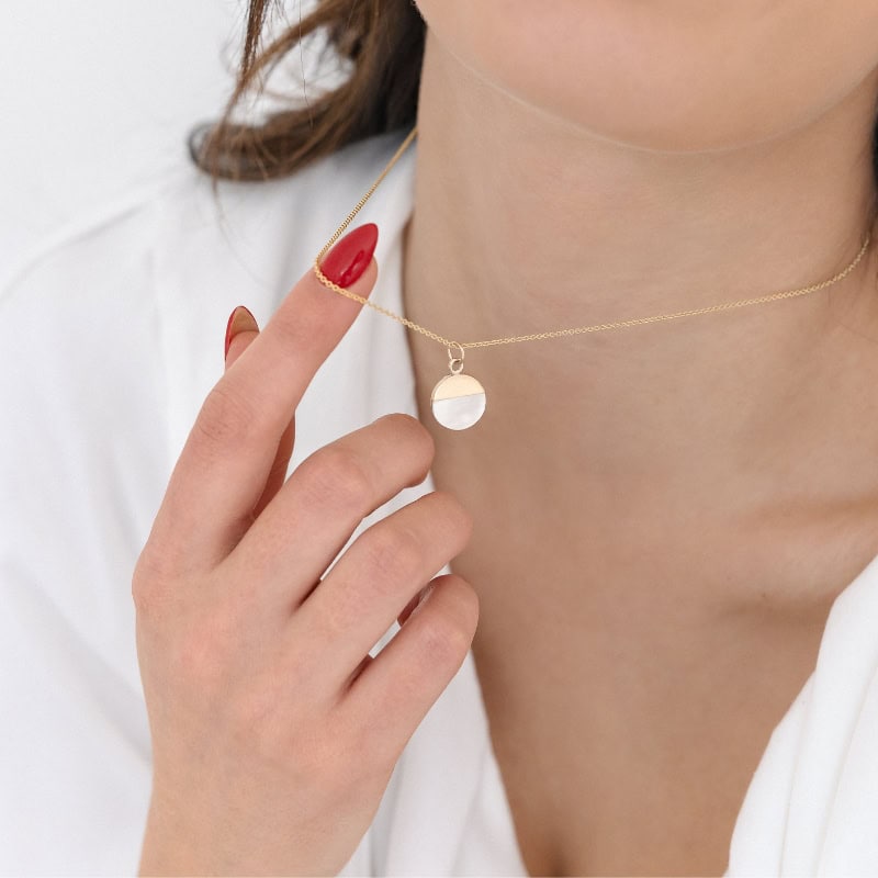 Mother-of-Pearl Crescent Necklace - Image 2