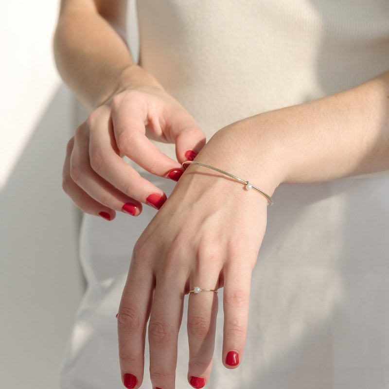 Dainty Pearl Bangle - Image 3