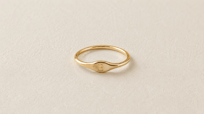 Dainty Initial Signet Ring - Image 2