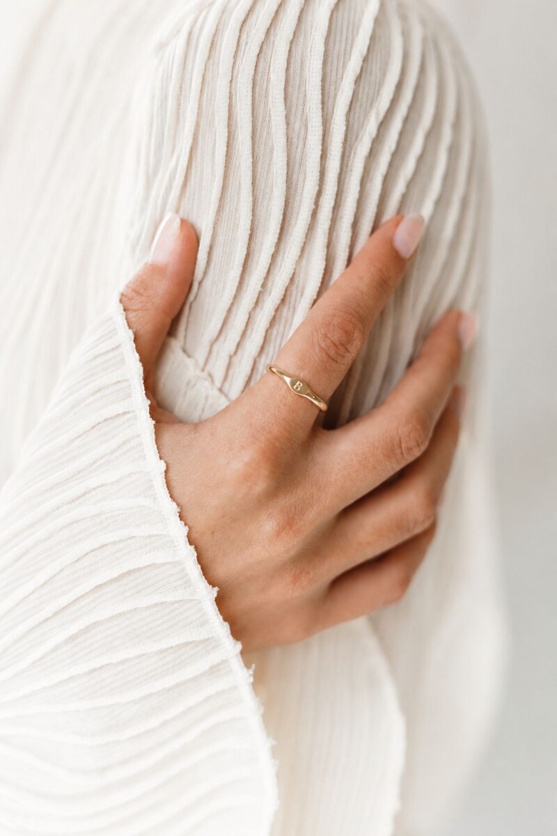 Dainty Initial Signet Ring