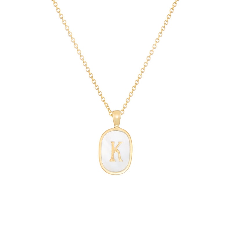 Mother-of-Pearl Oval Initial Necklace - Image 4