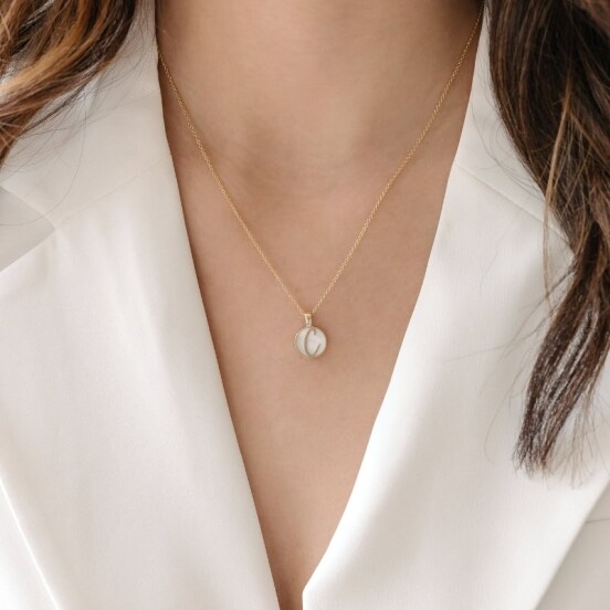 Mother-of-Pearl Circular Initial Necklace