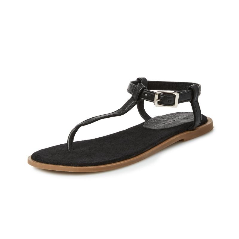 Ladies Toe Post Sandals - Black - Image 5