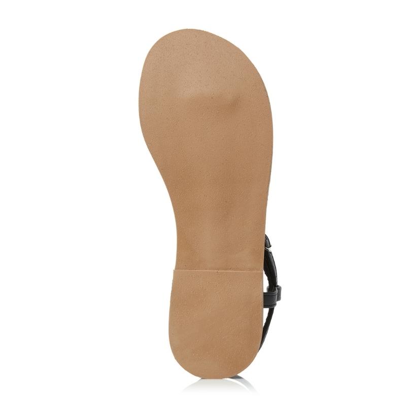 Ladies Toe Post Sandals - Black - Image 9