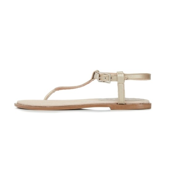 Ladies Toe Post Leather Sandals - Champagne Gold