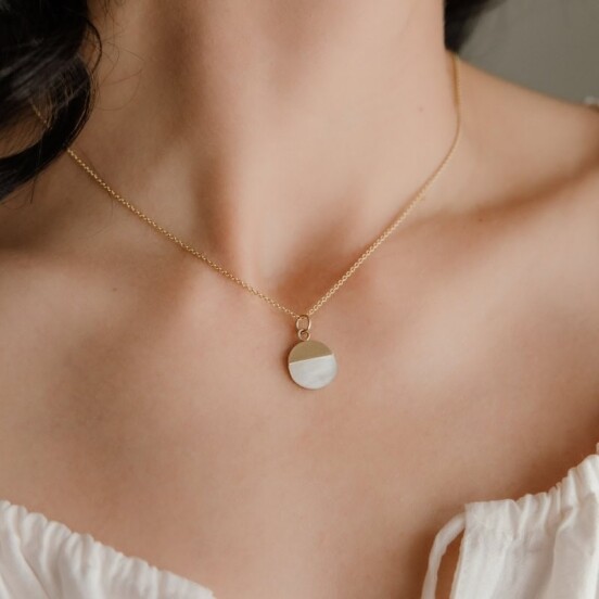 Mother-of-Pearl Crescent Necklace