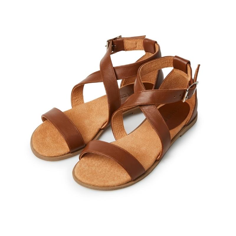 Ladies Genuine Leather Crossover Sandals - Image 10