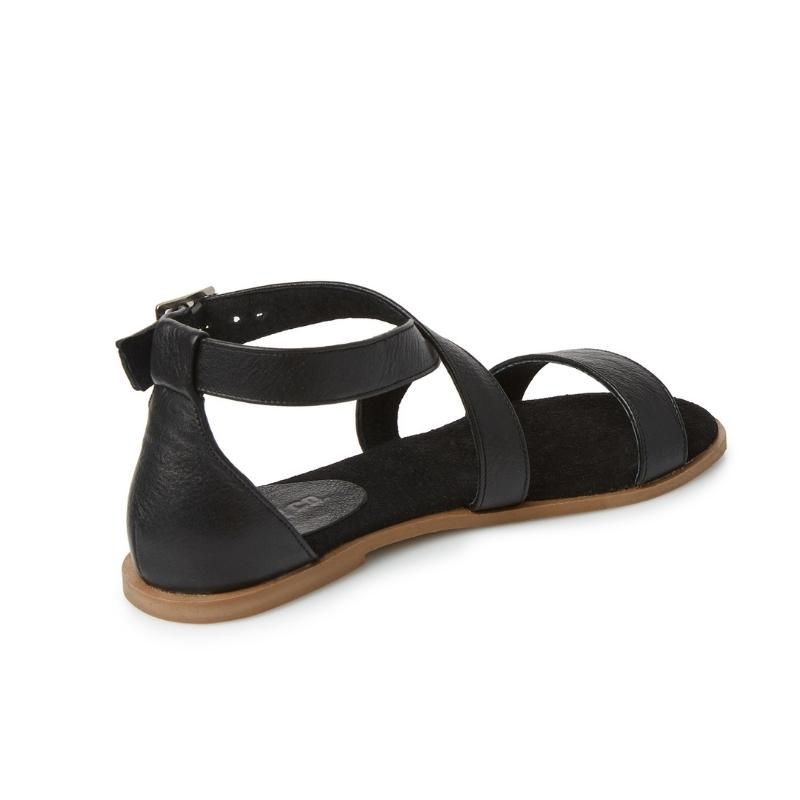 Ladies Genuine Leather Crossover Sandals - Black - Image 5