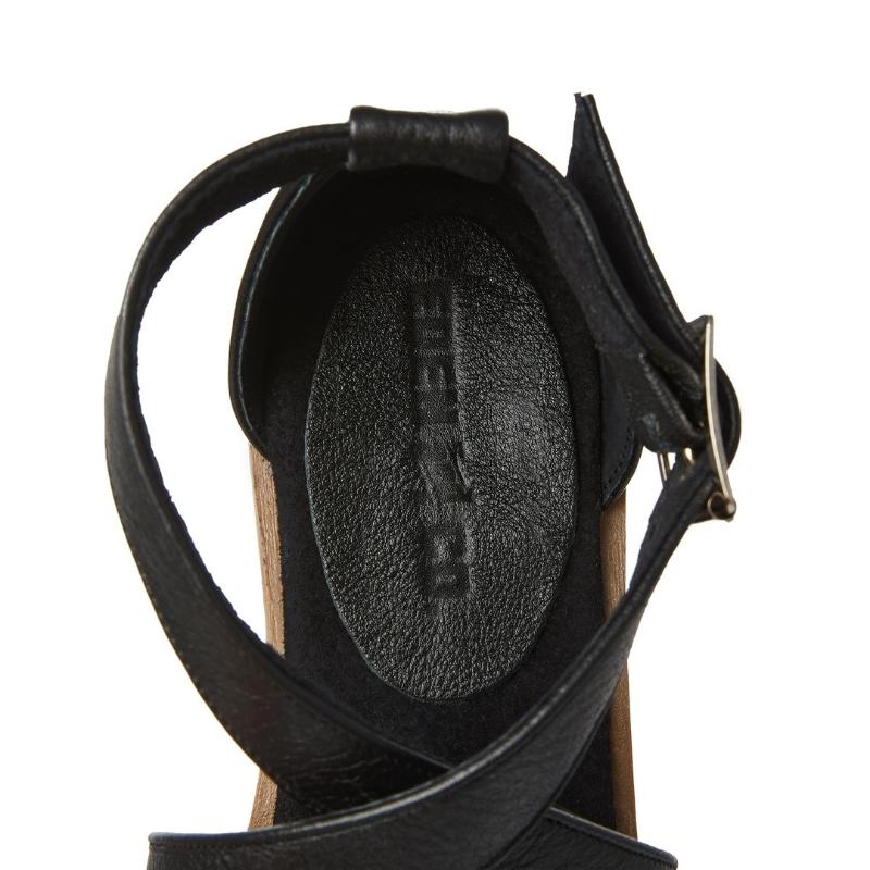 Ladies Genuine Leather Crossover Sandals - Black - Image 10