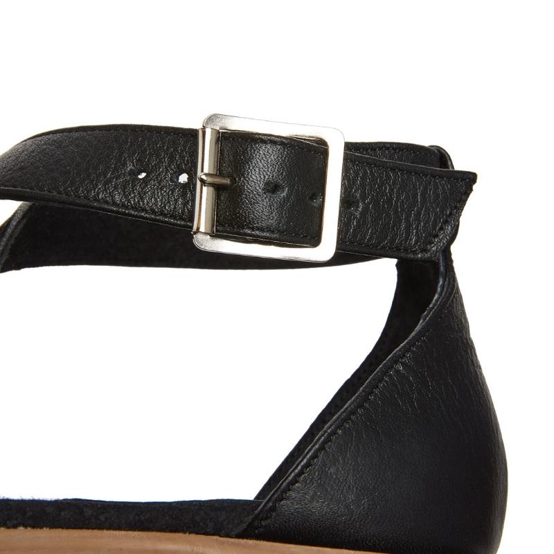 Ladies Genuine Leather Crossover Sandals - Black - Image 12