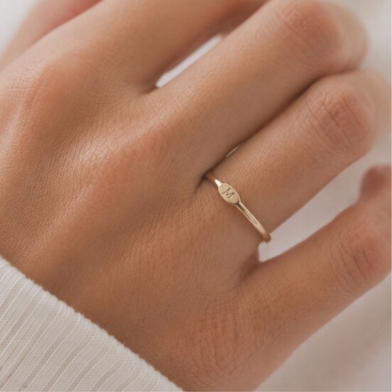 Dainty Initial Signet Ring