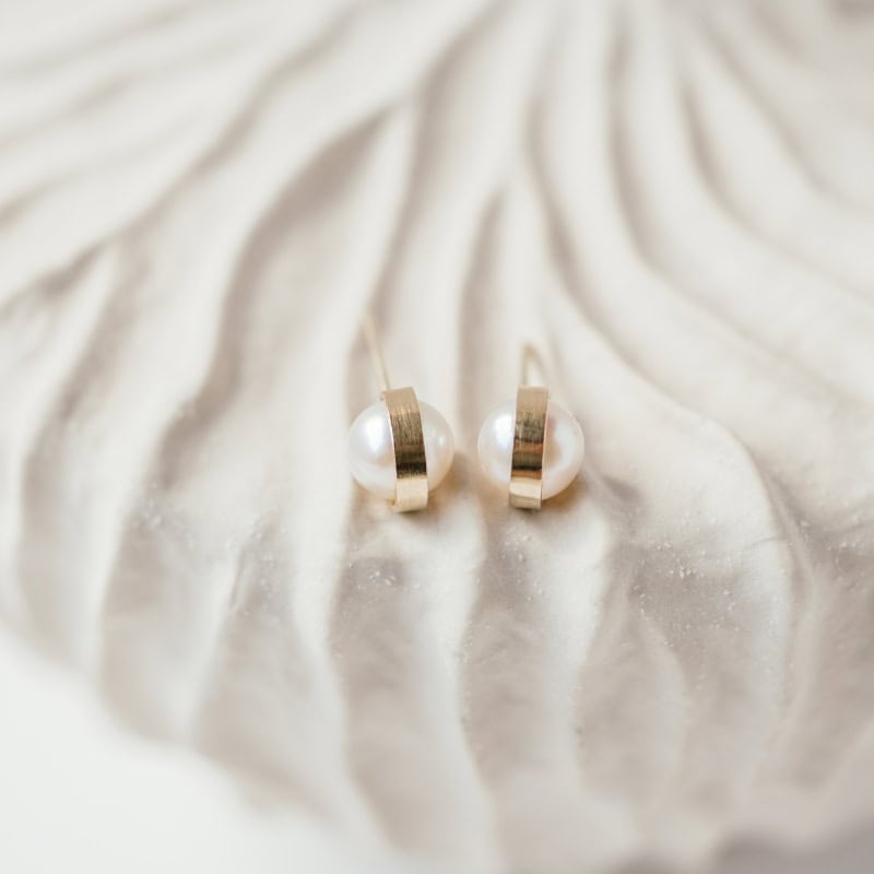 Feather Pearl Studs - Image 3