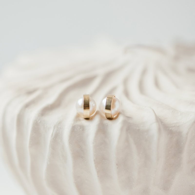 Feather Pearl Studs - Image 4