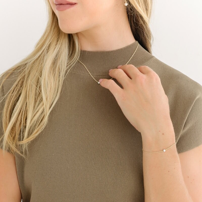 Dainty Floating Pearl Necklace - Image 3