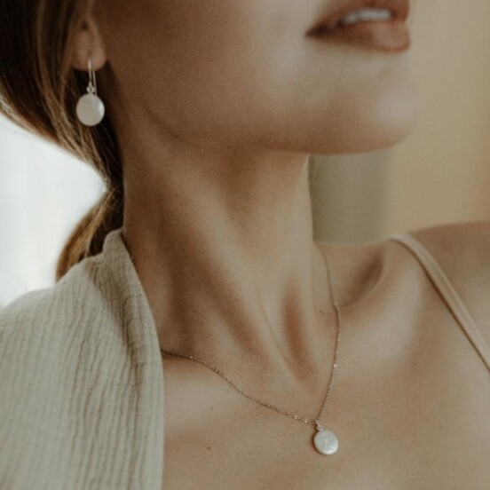 Coin Pearl Earrings and Necklace Combo