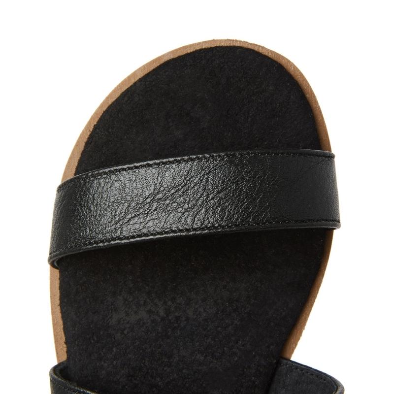 Ladies Genuine Leather Crossover Sandals - Black - Image 11