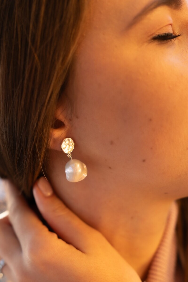 Baroque Pearl Drop Earrings - Image 3