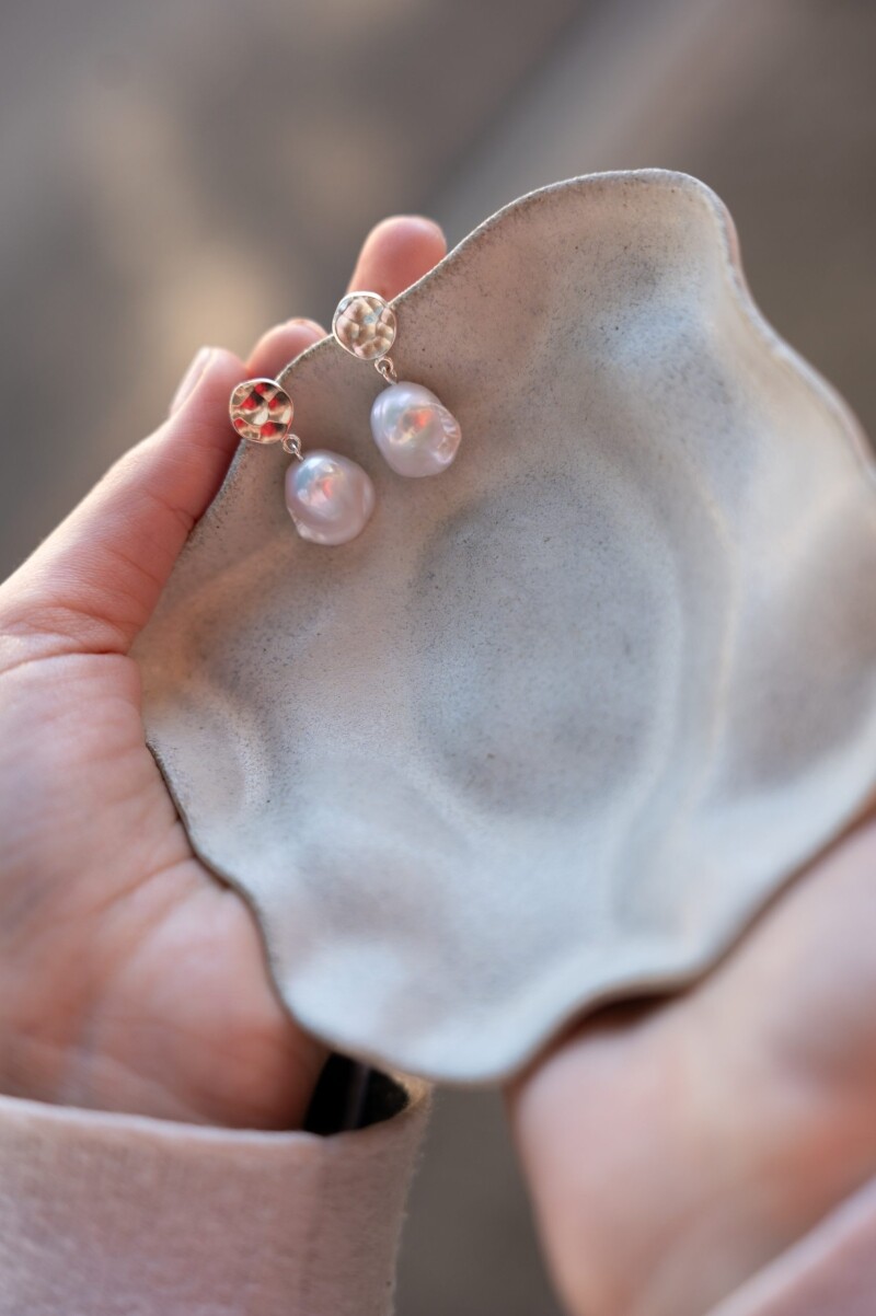 Baroque Pearl Drop Earrings - Image 2