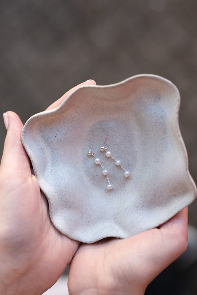 Dainty String Of Pearl Earrings - Image 2